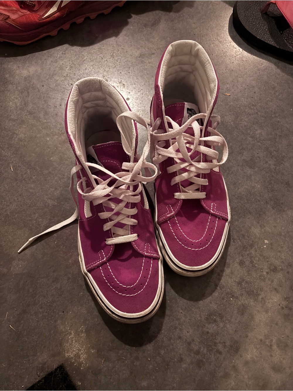 Vans Women's High-Top Sneakers in Magenta with White Accents